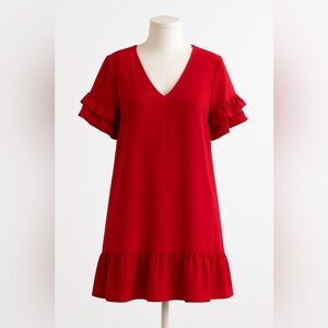 Zara Red Mini Dress with Ruffle Details